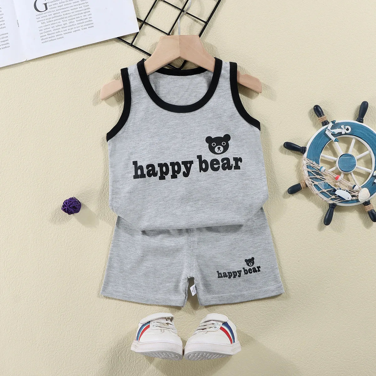 Children Sets Kids Vest Suit 2PCS Set Summer Cotton T-Shirt Girl Shorts Clothes Children Boys Girls Sleeveless Suit Wear Cloth