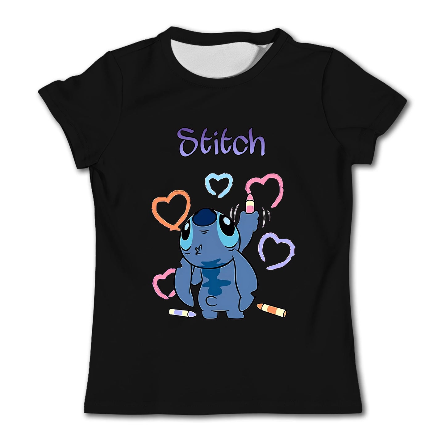 Girls Kawaii Stitch T-shirt Child Girl Clothing Toddler Tees Children Clothes 2024 Summer Short Sleeve Kids Boy Cartoon Tee Tops