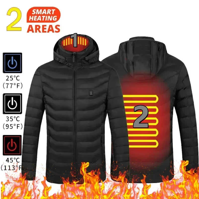 21 Areas Heated Jacket Men Warm Vest USB Self Heating Jacket Women Heated Coat Ski Camping Hiking Winter Cotton Clothes Washed