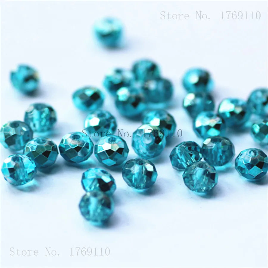 Isywaka Light Blue Colors 4*6mm 50pcs Rondelle  Austria faceted Crystal Glass Beads Loose Spacer Round Beads for Jewelry Making