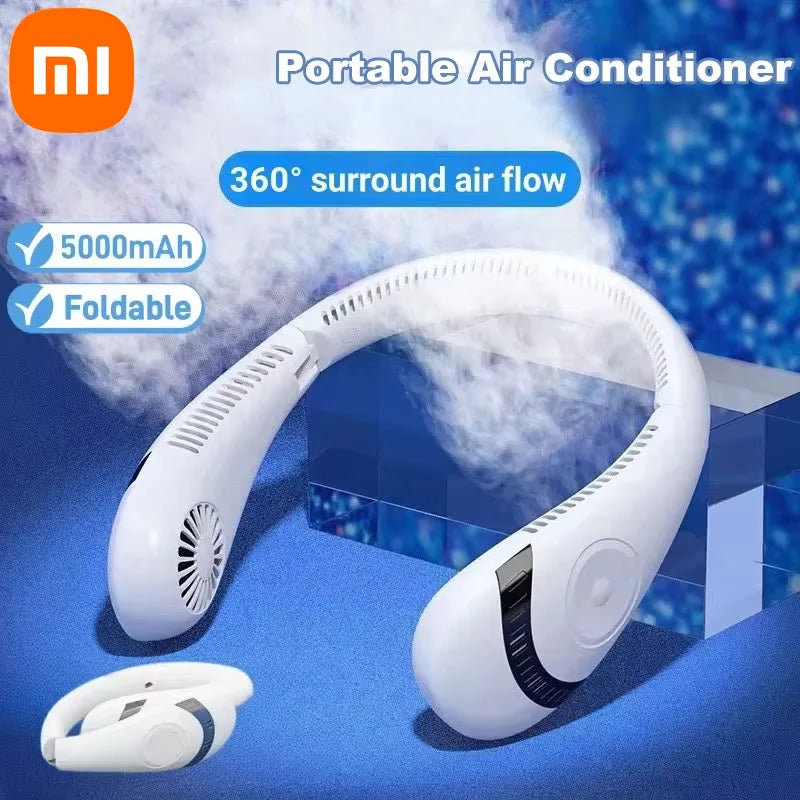 Xiaomi New Portable Hanging Neck Fan Smart RC Foldable Summer Air Cooling 5000mAh USB Rechargeable Bladeless Mute Fan