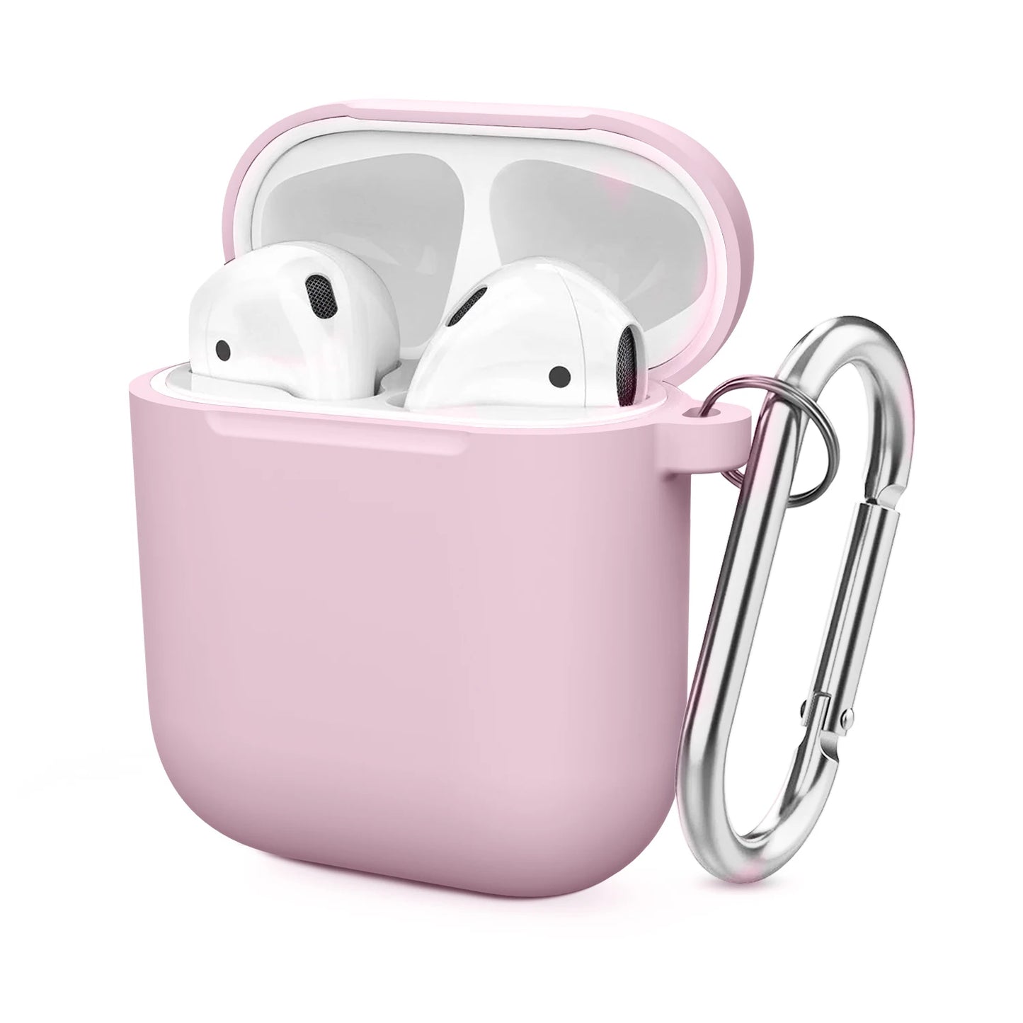 Soft Silicone Protective Case For Airpods 2 1 Wireless Earphone Case Cover For Apple Air Pods 1 2 Headphones Case With Carabiner