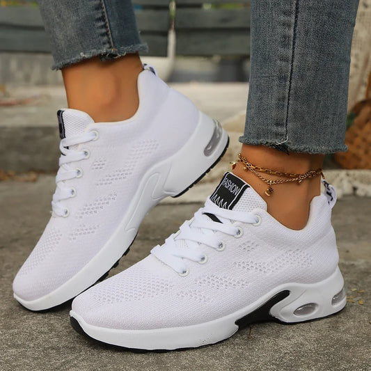 Women Casual Shoes Fashion Outdoor Lightweight Running Shoes Breathable Mesh Comfort Running Air Cushion Lace Up Sneakers Women