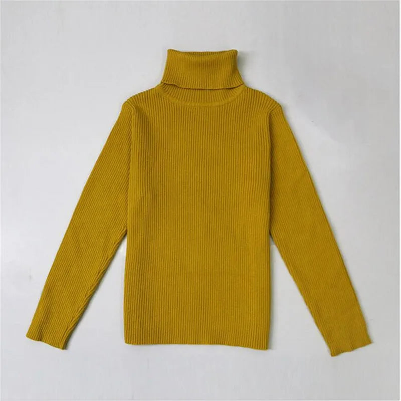 Baby Girls Winter Turtleneck Knitted Sweaters Clothes 2024 Autumn Children Boys Pullover Kids Knitwear