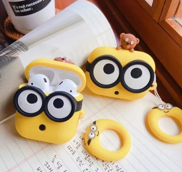 For Airpods Pro 2 Case 2022,Cute 3D Cartoon Big Eyes For Airpods Pro Case,Silicone Yellow Earphone Cover For Airpods 3 Case