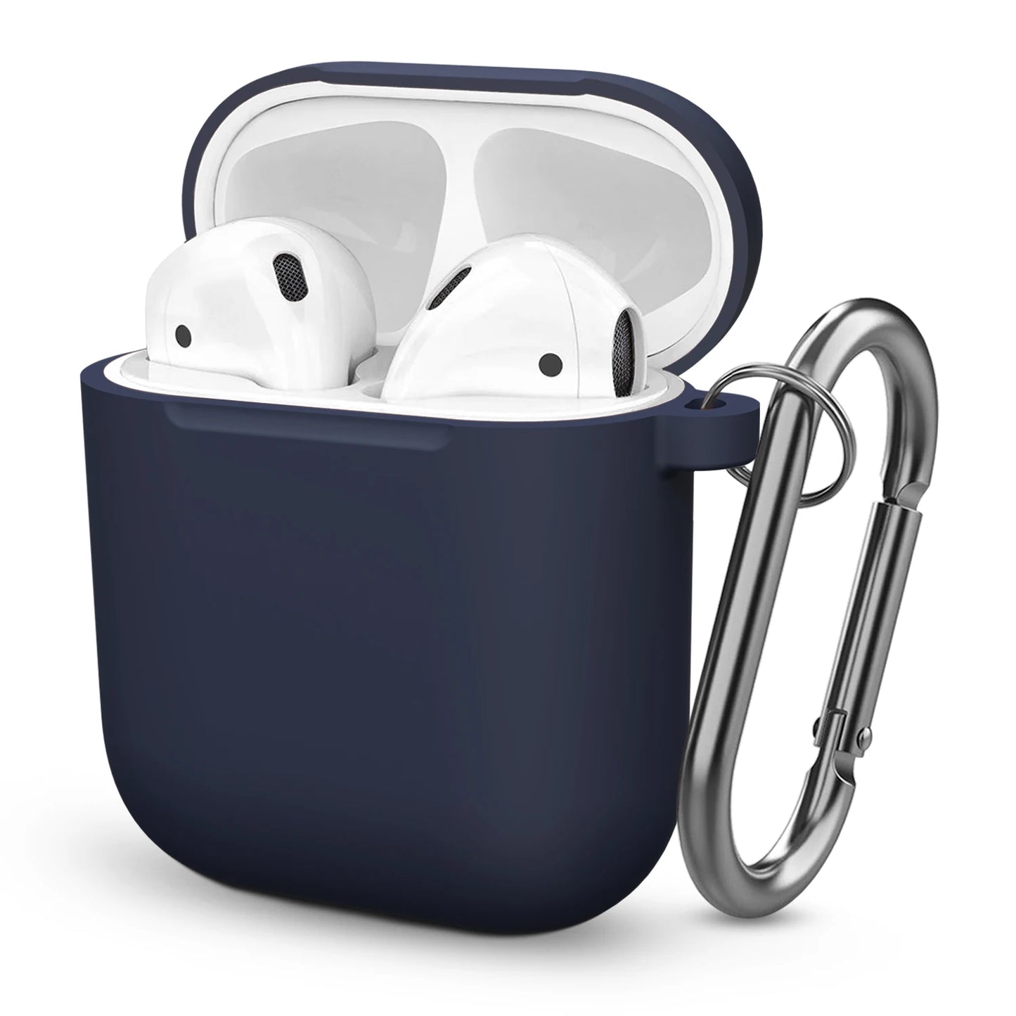 Soft Silicone Protective Case For Airpods 2 1 Wireless Earphone Case Cover For Apple Air Pods 1 2 Headphones Case With Carabiner