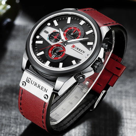 CURREN 2021 New Men Watch Top Luxury Brand Fashion Casual Sports Watches Automatic Date Leather Wristband Waterproof Clock Male