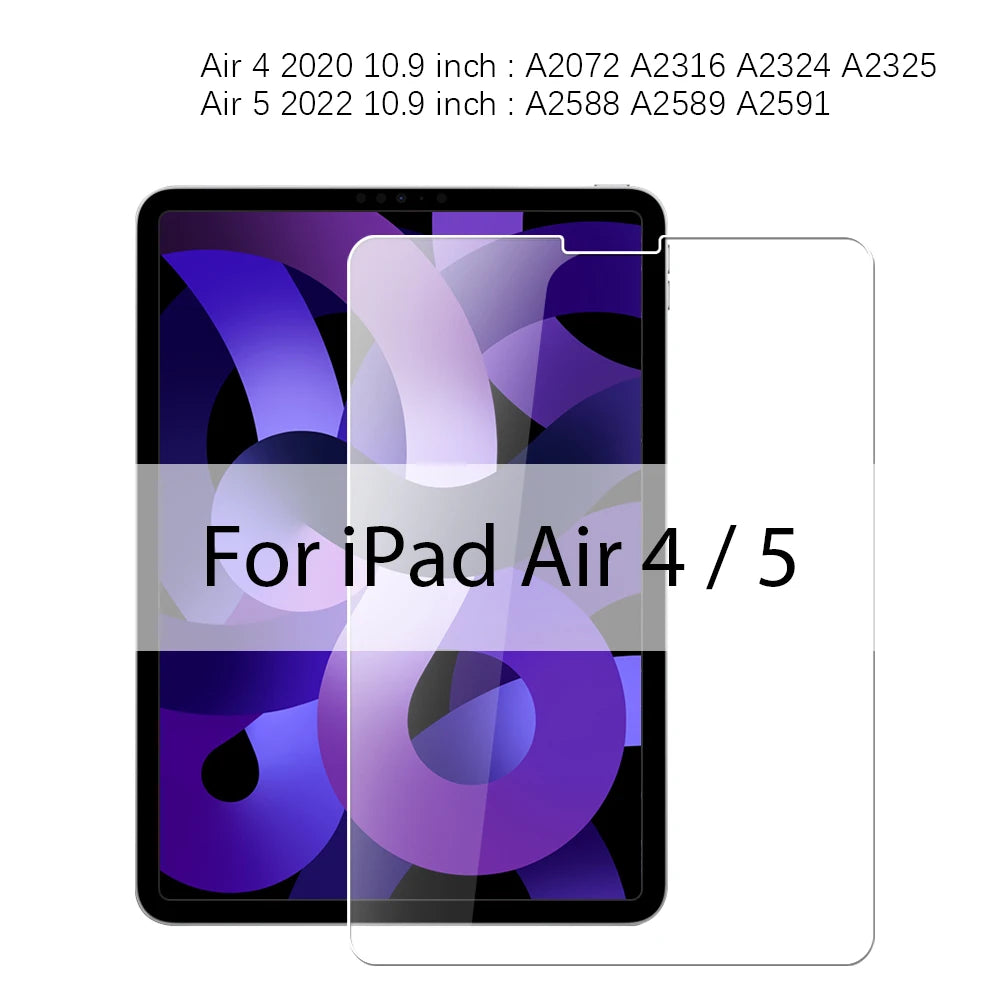 Tempered Glass Screen Protector For Ipad Pro 11 12.9 13 inch 2024 10th Generation Air 5 4 3 2 1 7th 8th 9th 10.2 Mini 6 9.7 Film