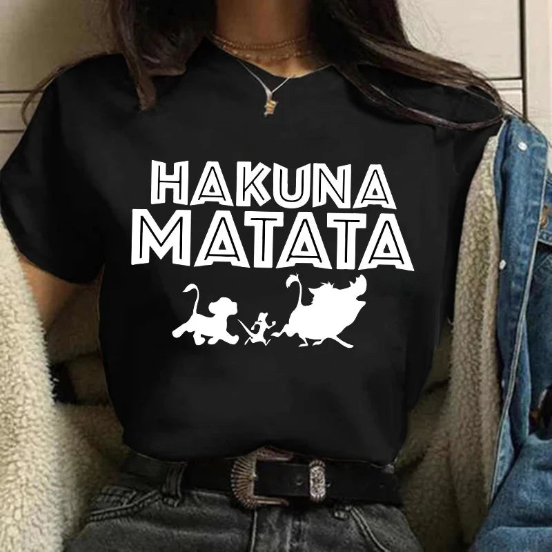 Funny Kawaii 90s The Lion King T-shirt Funny Disney T Shirt Harajuku Hakuna Matata Tshirt Women Top Tees Female Clothes