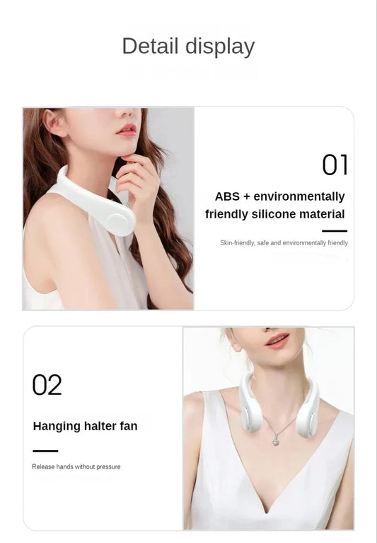 Portable bladeless neck fan, Aste air cooler, 1200mAh, 3-speed, mini summer sport, brand new  neck fan rechargeable