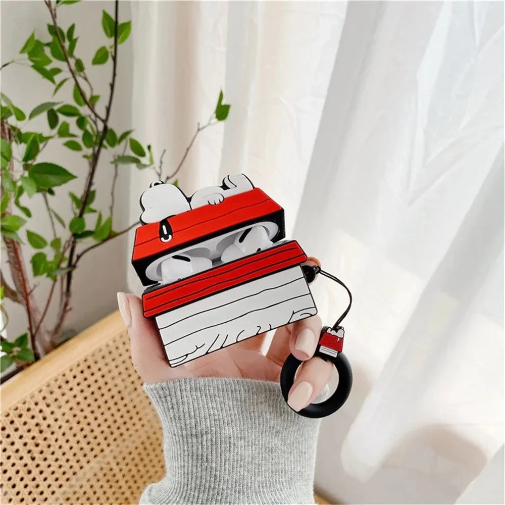 NEW MINISO Snoopy Earphone Case for Airpods Pro 1 2 3 Cartoon Silicone Wireless Bluetooth Earbuds Protective Cover With Lanyard