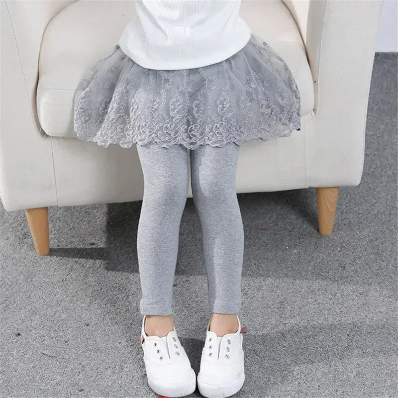 New Baby Girls Leggings Lace Princess Skirt-pants Spring Autumn Children Slim Skirt Trousers for 2-7 Years Kids Clothes