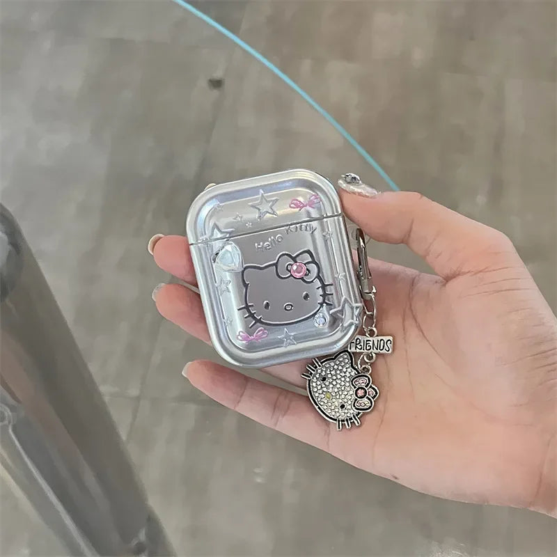 Hello Kitty For Airpods Pro 2 Case,Plating Star Protective Earphone TPU Cover With Keychain For Airpods Pro Case For Girls/Women