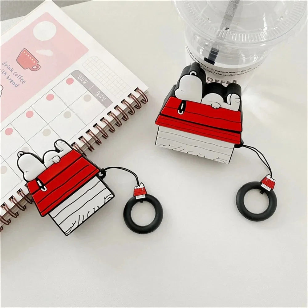 NEW MINISO Snoopy Earphone Case for Airpods Pro 1 2 3 Cartoon Silicone Wireless Bluetooth Earbuds Protective Cover With Lanyard