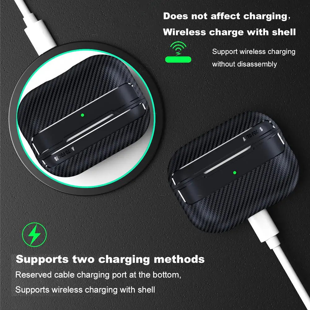 For Airpods Pro 2 Case Carbon Fiber Earphone Cover For Apple AirPods Pro 3 Third Generation pro 2 usb c Boxs Case with Hook