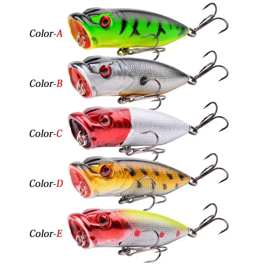 1Pcs 7cm 12g Popper Fishing Lure Hard Artificial Bait Topwater with 2 Treble Hooks Carp Fishing Lures Wobbler Crankbait Pesca