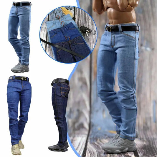 1/6 Scale Jeans 12" Scale Pants Doll Pants Man Doll Clothes