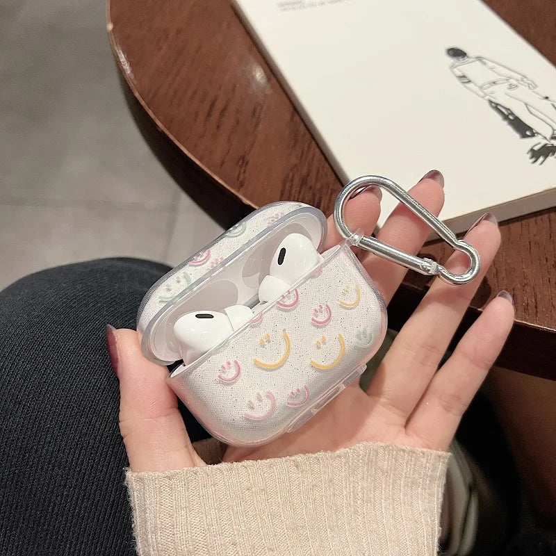 For AirPods Pro 2nd Case Glitter Shiny Cartoon Soft Silicone Cover For AirPods 3 1 2 Girls Colorful Heart Earphone Charging Box