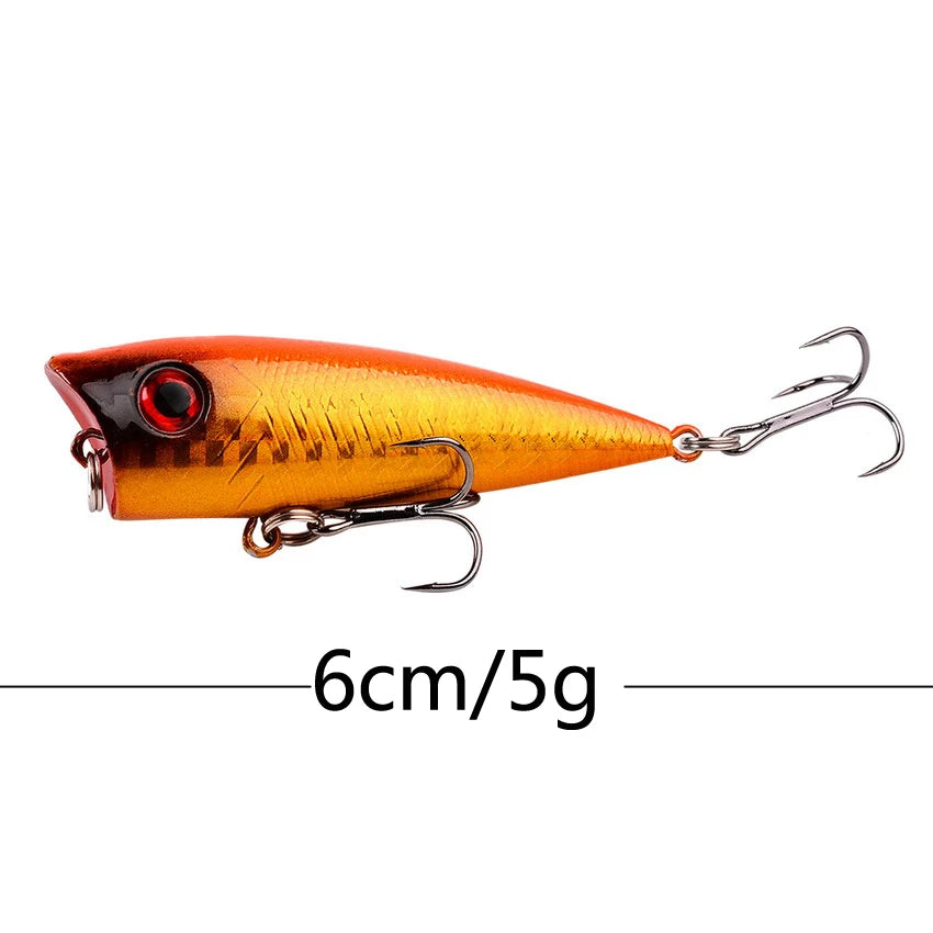 1Pcs 7cm 12g Popper Fishing Lure Hard Artificial Bait Topwater with 2 Treble Hooks Carp Fishing Lures Wobbler Crankbait Pesca