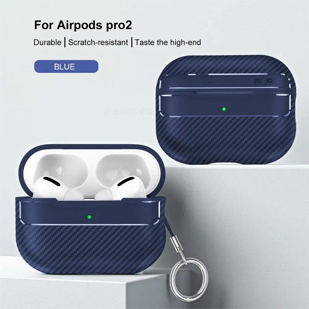 For Airpods Pro 2 Case Carbon Fiber Earphone Cover For Apple AirPods Pro 3 Third Generation pro 2 usb c Boxs Case with Hook