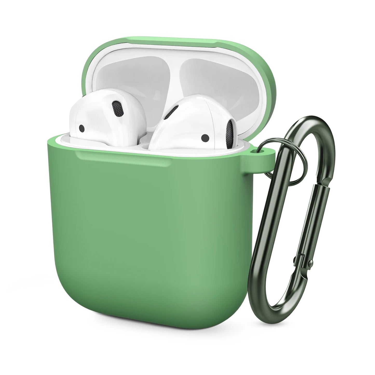 Soft Silicone Protective Case For Airpods 2 1 Wireless Earphone Case Cover For Apple Air Pods 1 2 Headphones Case With Carabiner