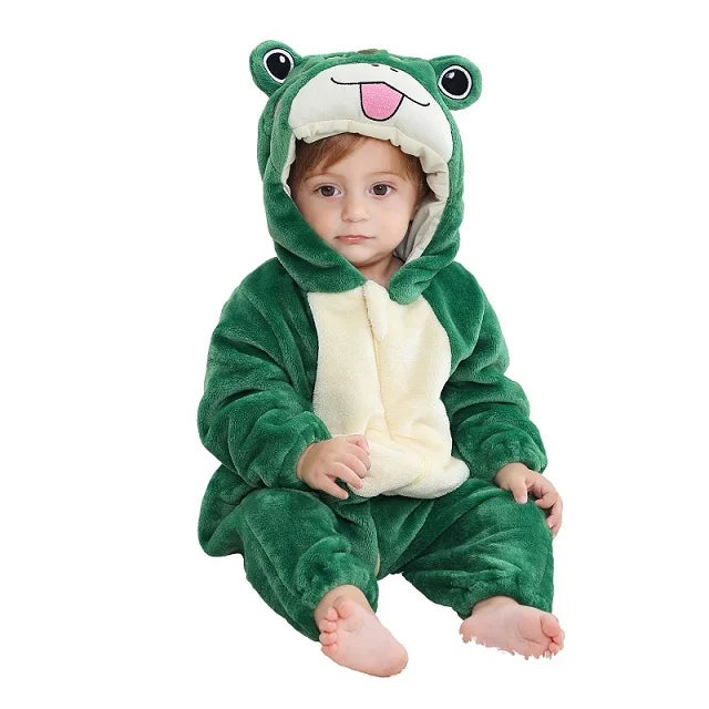 MICHLEY Halloween Baby Rompers Winter Clothes Flannel Hooded Bodysuits Pajamas Animals Overall Jumpsuit For Girls Boys Kids