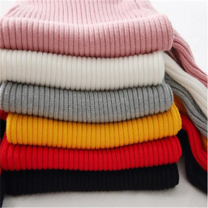 Baby Girls Winter Turtleneck Knitted Sweaters Clothes 2024 Autumn Children Boys Pullover Kids Knitwear