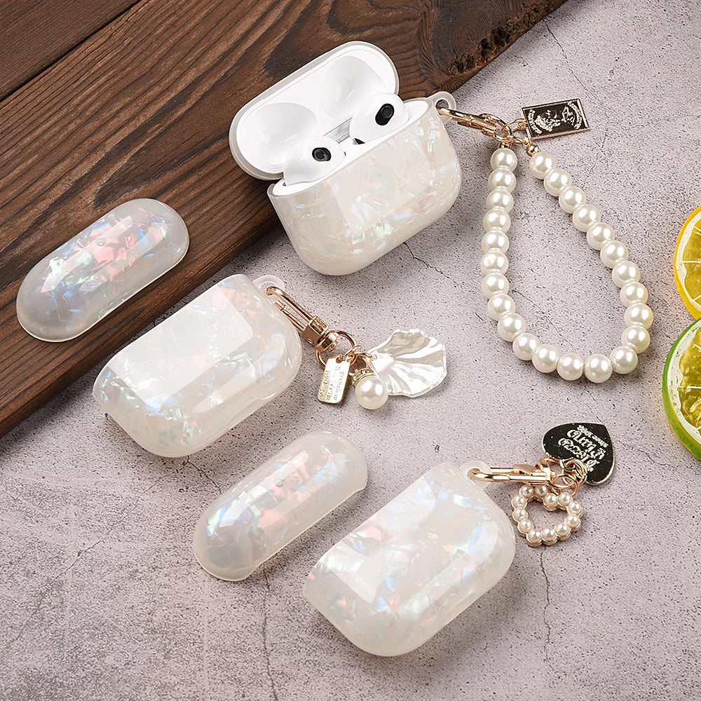 For Airpods Pro 2 Case Luxury Pearl Pendant Wireless Headphone Cover For Apple Airpods 3 Pro USB C 2nd 3rd Generation TPU Shell