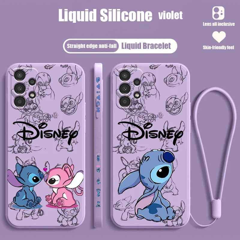 Lilo & Stitch Disney For Samsung A72 A54 A53 A52 A42 A34 A32 A25 A24 A23 A22 A15 A14 A13 A12 Liquid Left Rope Phone Case