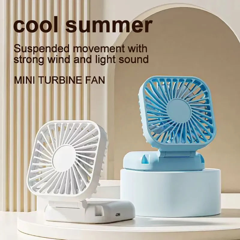 Summer Convenience Strap USB Rechargeable Small Fan Mute Handheld Folding Desktop Multi Range Adjustable Electric Fan Portable