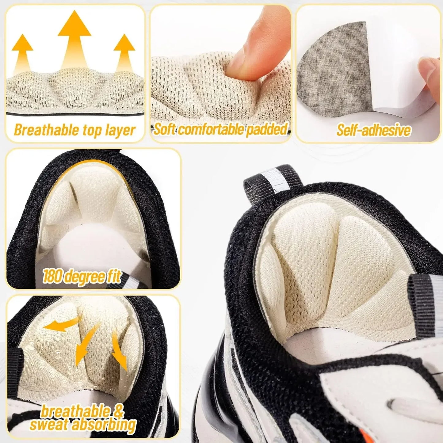 1/2Pair Heel Stickers Insoles Patch Anti-Pain Cushion Pads Heel Care Heel Protector Sports Sneaker Shoes Adhesive Back Sticker