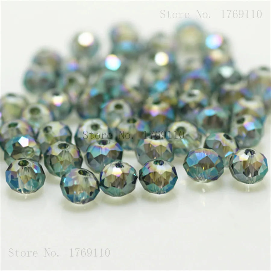 Isywaka Light Blue Colors 4*6mm 50pcs Rondelle  Austria faceted Crystal Glass Beads Loose Spacer Round Beads for Jewelry Making