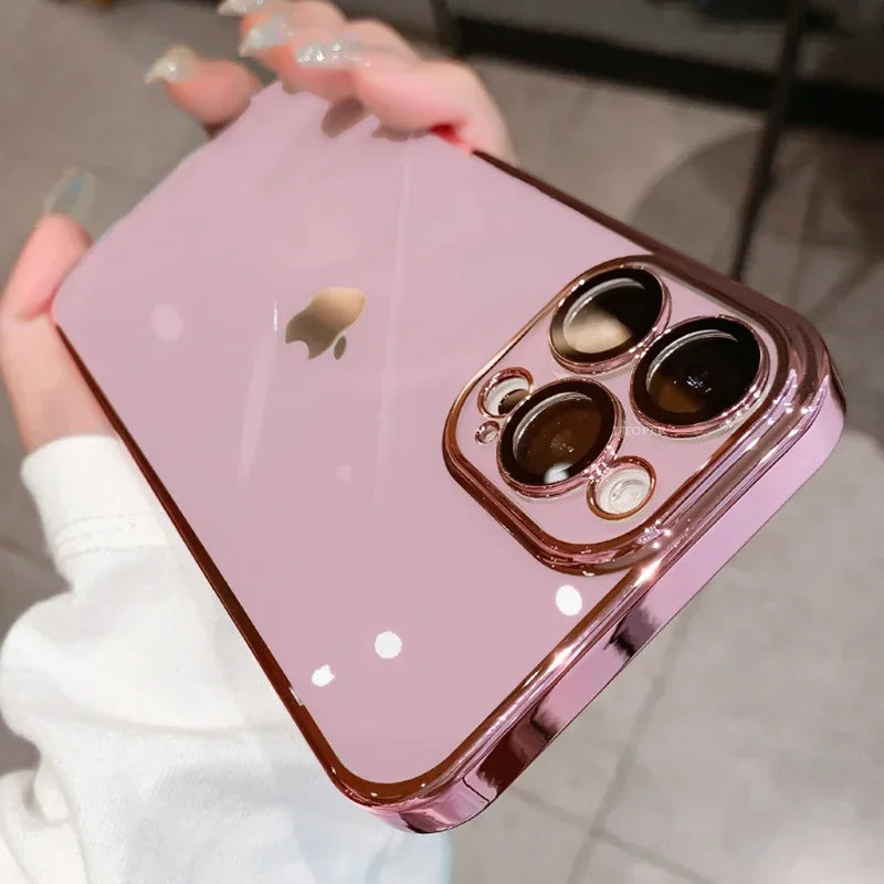 Luxury New High Quality Plating Clear Not Yellowing Case For IPhone 16 15 14 11 12 13 14 Pro Max 15 16 Plus Shockproof Cover