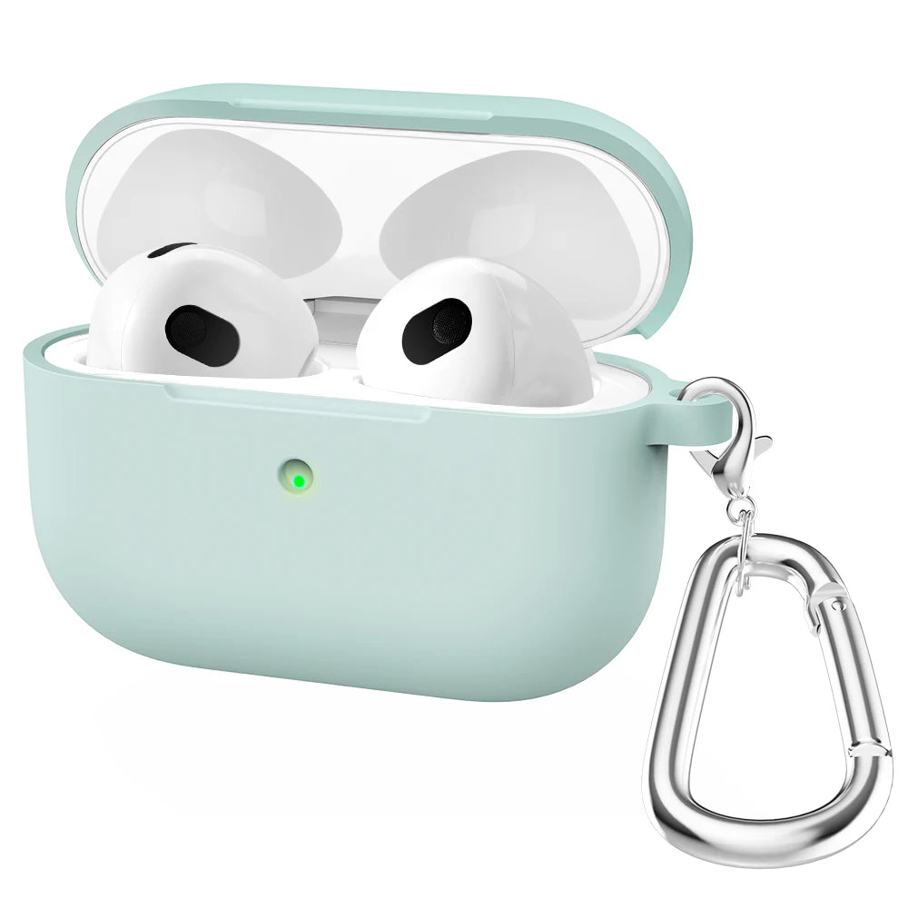 Liquid Silicone Cases For Apple New AirPods 3 case Wireless Bluetooth earphone Case With Hook For Air Pods 3 cover Accessories