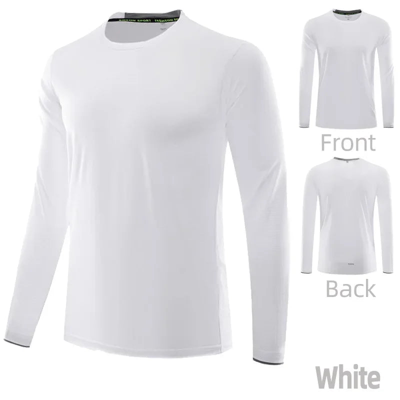 Men Running Sport Shirts Tops Long Sleeve Plus Size Tees Dry Fit Breathable Training Clothes Gym Sportswear Fitness Sweatshirts