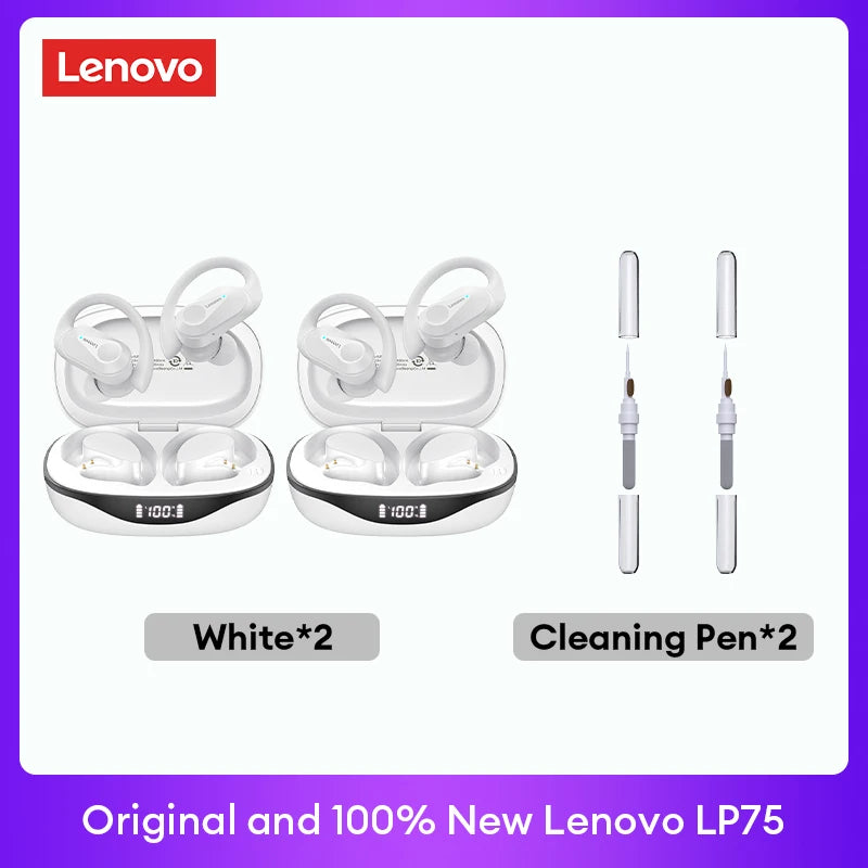 Lenovo LP75 TWS Bluetooth V5.3 headphones are wireless earphones that come with an LED digital display. They provide noise reduction and are waterproof, making them ideal for different activities. These headphones are brand new and perfect for listening t