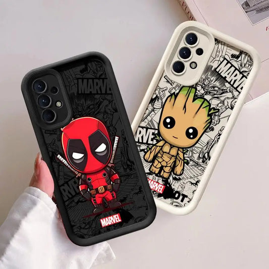 Marvel Deadpool Groot Phone Case for Samsung Galaxy A25 A35 A15 A51 A55 A51 A71 A72 A73 A52 A52s A53 A54 4G 5G Soft Copa