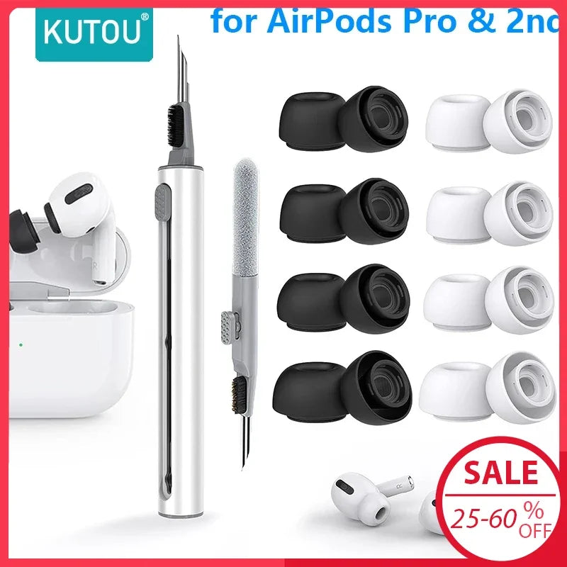 KUTOU 4 Pairs Liquid Silicone Ear Tips for Airpods Pro 1 2 Noise Reduction Pad Earplugs Ear Caps Comes with cleaning pen