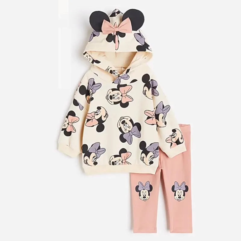 Spring Little Girl Minnie Mouse Princess Hoodie Set Fall Girls Toddler Cute Disney Casual Dress Kids Long Sleeve Printed Clothes