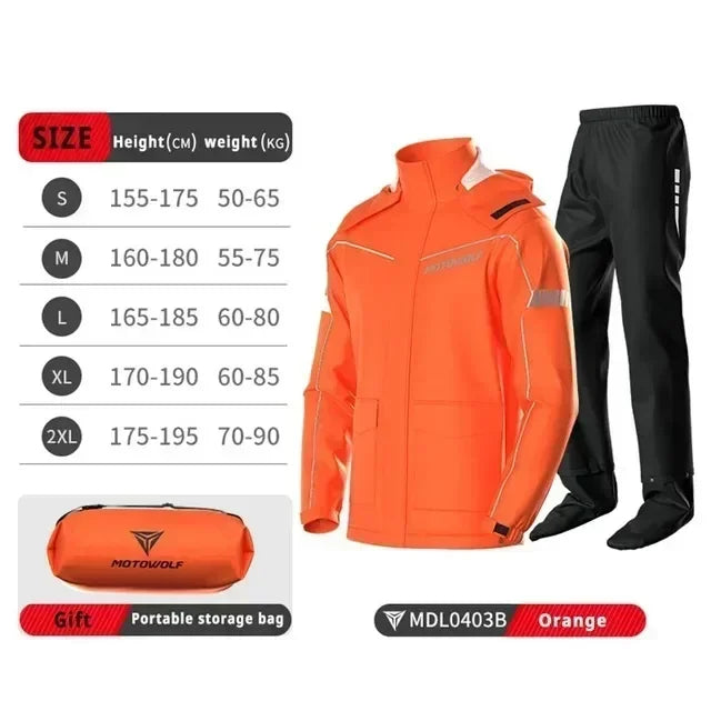 Motorcycle Raincoat Men Suit Rainstorm Split Waterproof Pants Portable Set Biker Durable Daily Soft Rain Coat for Outdoor Riding