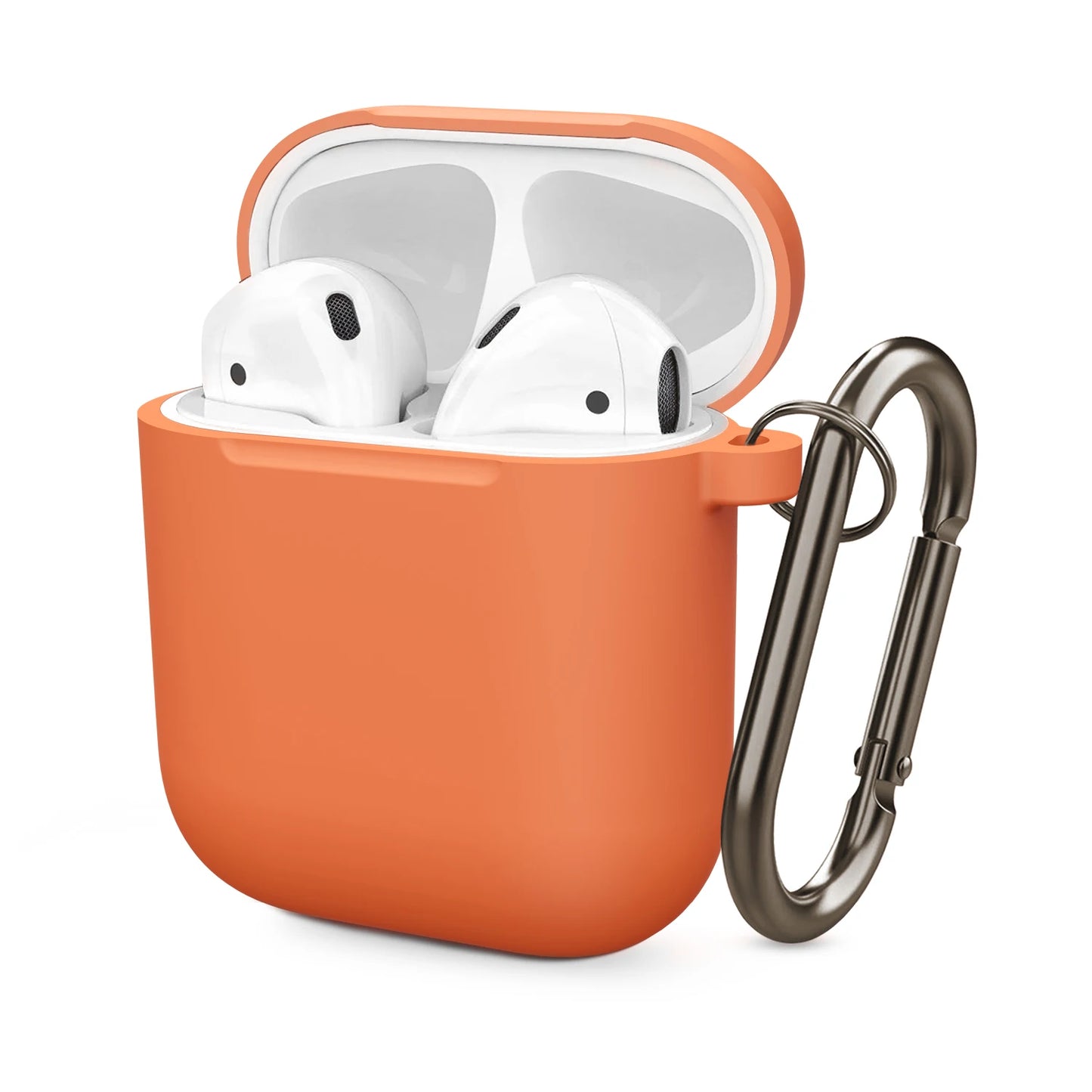 Soft Silicone Protective Case For Airpods 2 1 Wireless Earphone Case Cover For Apple Air Pods 1 2 Headphones Case With Carabiner