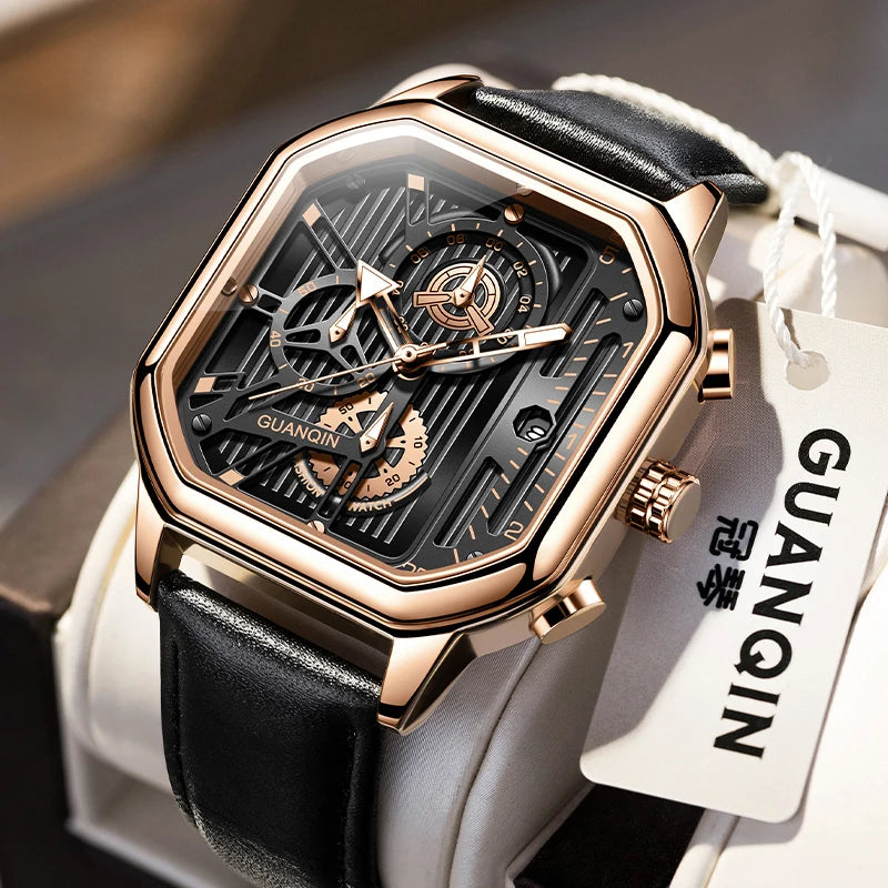 GUANQIN Men's Luxury Luminous Watch Quartz Watch Men's Sports Watch Chronograph Waterproof Military Clock Relogio Masculino