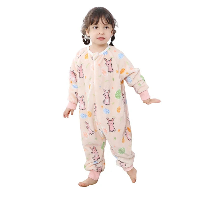 MICHLEY Cartoon Flannel Children Baby Sleeping Bag Sack Warm Winter Clothes Toddler  Sleepsack Pajamas For Girls Boys Kids 1-6T