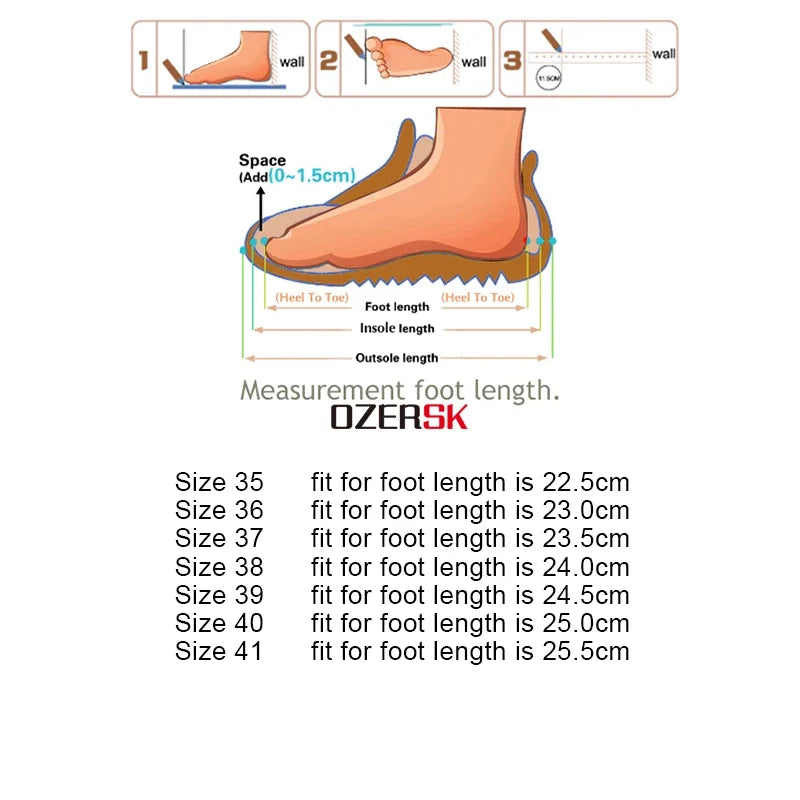 OZERSK Fashion Women Shoes Summer Mesh Breathable Lightweight Comfortable EVA Sole Lace Up Non-Slip Casual Shoes Size 35-41