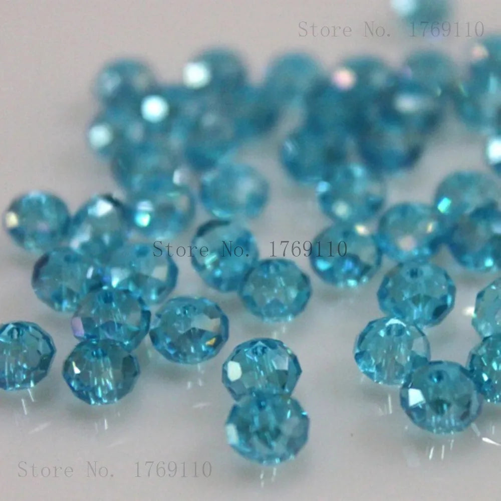 Isywaka Light Blue Colors 4*6mm 50pcs Rondelle  Austria faceted Crystal Glass Beads Loose Spacer Round Beads for Jewelry Making