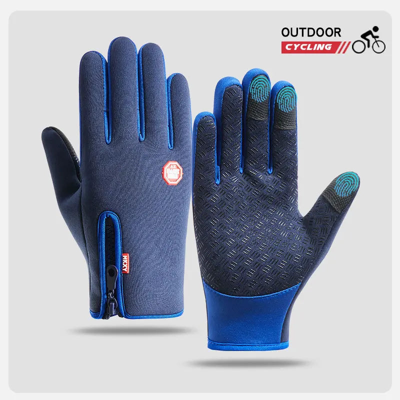 Men's cycling gloves designed for touchscreen use, keeping your hands warm while biking, exercising, or driving. These gloves are waterproof, thermal, and non-slip, making them ideal for outdoor activities and motorcycle riding. Perfect for both me