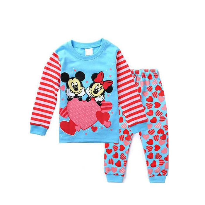 Spring Autumn Girls Minnie Children's Clothing Sets Sleepwear Thanksgiving Nighty Clothes Kids Pajamas Set Baby Girls Pyjamas