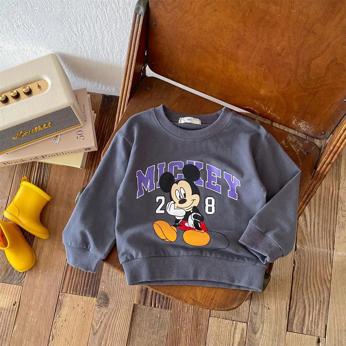 2024 Autumn New Children Sweatshirt Set Fashion Loose Casual Kids Tracksuit Long Sleeve Tops + Pants 2pc/set Kids Clothes Disney