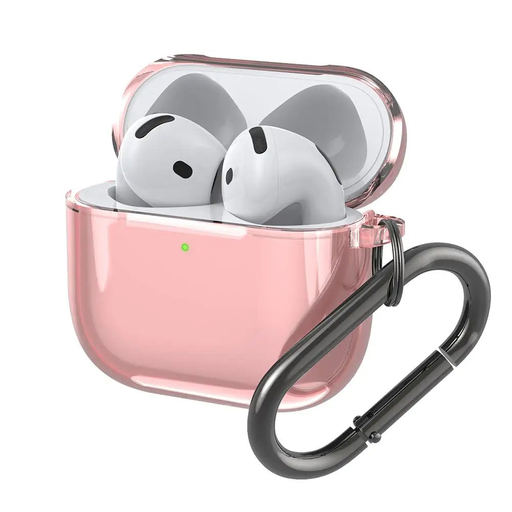 Translucent Protecitve Case For AirPods 4 Premium Sleeve Cover For AirPods 4th Generation Case Drop Protector with Carabiner