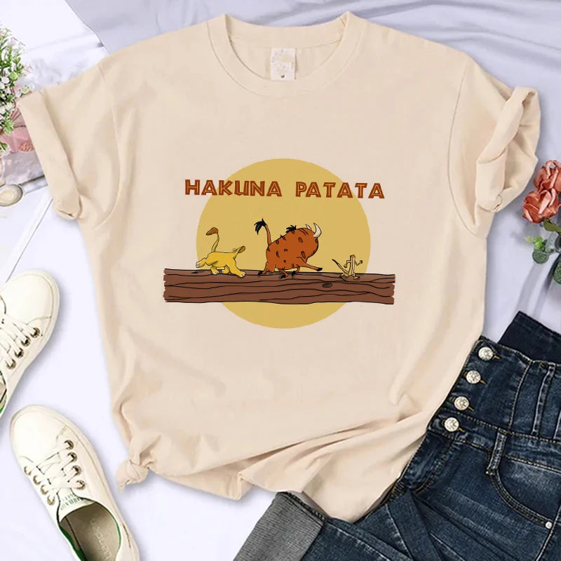 Funny Kawaii 90s The Lion King T-shirt Funny Disney T Shirt Harajuku Hakuna Matata Tshirt Women Top Tees Female Clothes